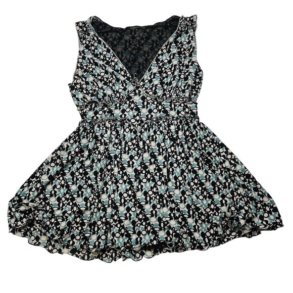 Womens Black & Blue Sleeveless Dress With Circle Pattern - Picture 1 of 9